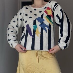 90s Hand Knit Geometric Sweater